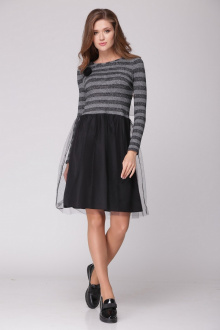 Платья LadisLine 844 черный+серый