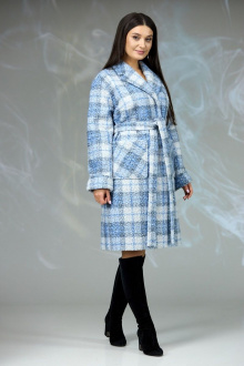 Женское пальто Angelina & Сompany 603 серо-голубой_клетка