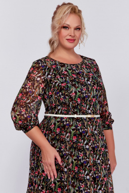 Платья Swallow 777.1 черный/принт"цветы"