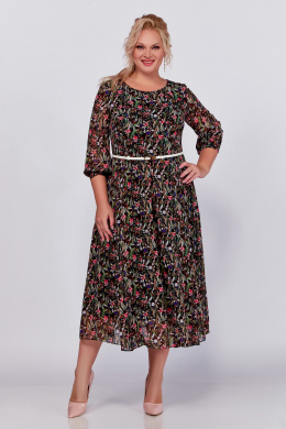 Платья Swallow 777.1 черный/принт"цветы"