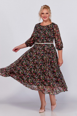 Платья Swallow 777.1 черный/принт"цветы"