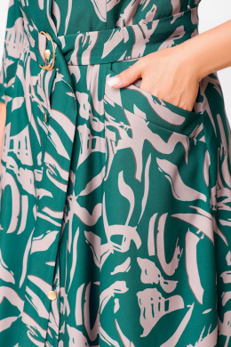 Платья Swallow 784.2 изумруд/принт"бежевая_абстракция"