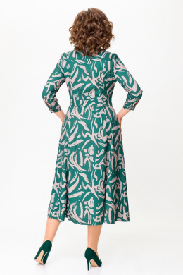 Платья Swallow 784.2 изумруд/принт"бежевая_абстракция"