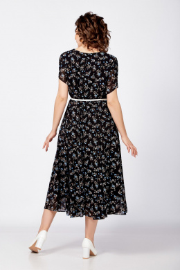 Платья Swallow 814 черный/бежево-голубые_цветы