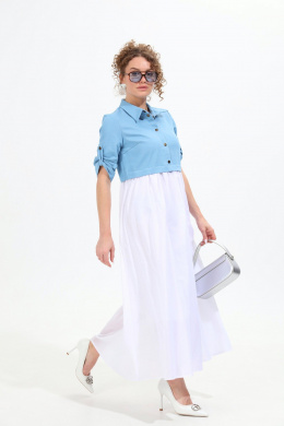 Платья NikVa 967-1 молоко+голубой