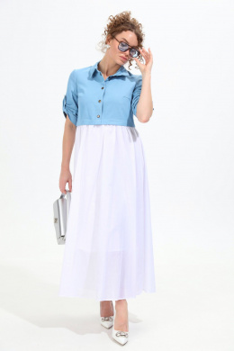 Платья NikVa 967-1 молоко+голубой