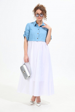Платья NikVa 967-1 молоко+голубой