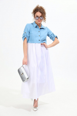 Платья NikVa 967-1 молоко+голубой