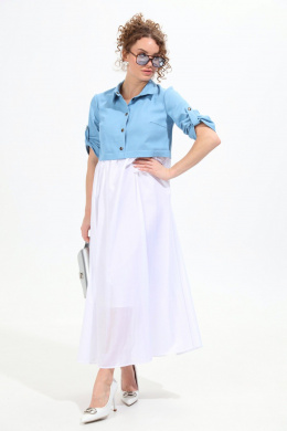 Платья NikVa 967-1 молоко+голубой
