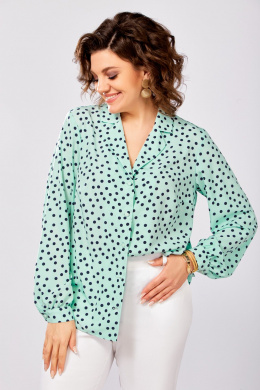 Блузы Swallow 842.2 мята/темно-синий_горошек