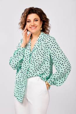 Блузы Swallow 842.2 мята/темно-синий_горошек