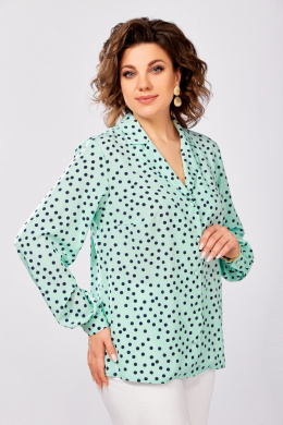 Блузы Swallow 842.2 мята/темно-синий_горошек