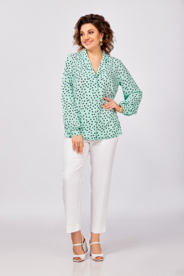 Блузы Swallow 842.2 мята/темно-синий_горошек