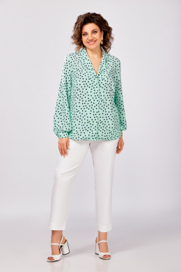 Блузы Swallow 842.2 мята/темно-синий_горошек