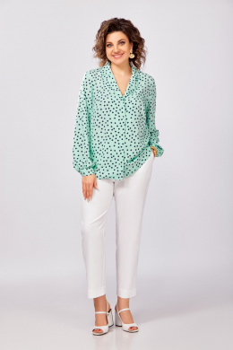 Блузы Swallow 842.2 мята/темно-синий_горошек
