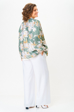 Комплекты брючные LadisLine 1567 цветы+белый