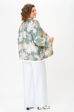 Комплекты брючные LadisLine 1567 цветы+белый