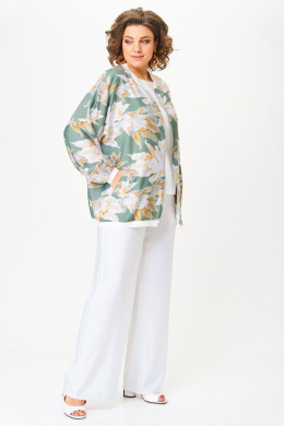 Комплекты брючные LadisLine 1567 цветы+белый