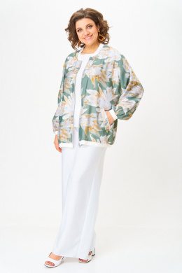 Комплекты брючные LadisLine 1567 цветы+белый