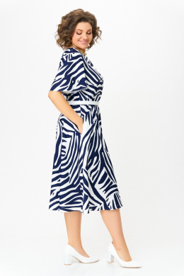 Платья Swallow 837.2 принт_сине-белая_зебра