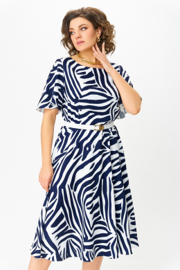 Платья Swallow 837.2 принт_сине-белая_зебра