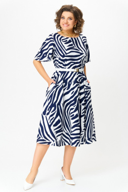 Платья Swallow 837.2 принт_сине-белая_зебра