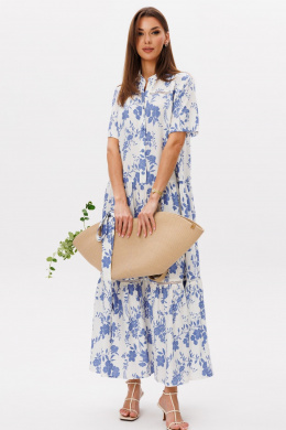 Платья Ларс Стиль 1099 молочно-голубой принт