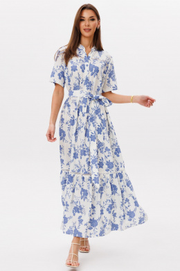 Платья Ларс Стиль 1099 молочно-голубой принт