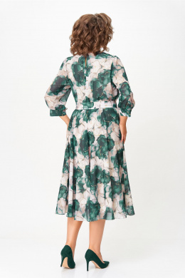 Платья Swallow 870.1 пудровый-принт/изумрудные_цветы