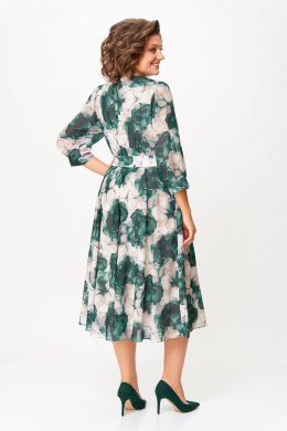 Платья Swallow 870.1 пудровый-принт/изумрудные_цветы
