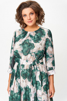 Платья Swallow 870.1 пудровый-принт/изумрудные_цветы