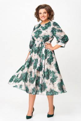 Платья Swallow 870.1 пудровый-принт/изумрудные_цветы