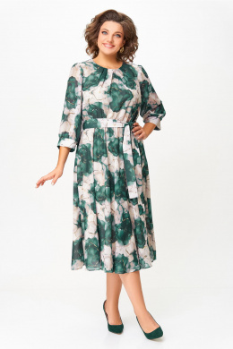 Платья Swallow 870.1 пудровый-принт/изумрудные_цветы