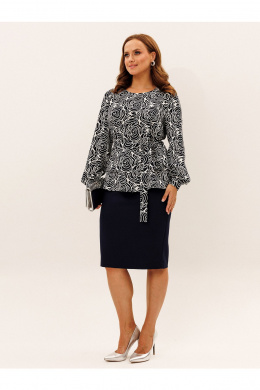 Комплекты юбочные Liona Style 959 темно-синий_белый