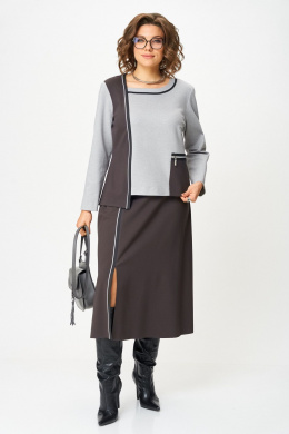 Комплекты юбочные Aira Style 24132 серо-коричневый