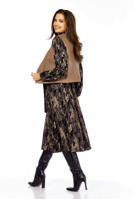 Комплекты с платьем Милора-стиль 1380/1 черный+капучино_штрихи