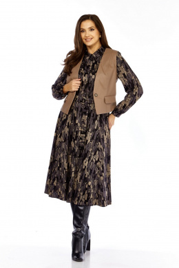 Комплекты с платьем Милора-стиль 1380/1 черный+капучино_штрихи