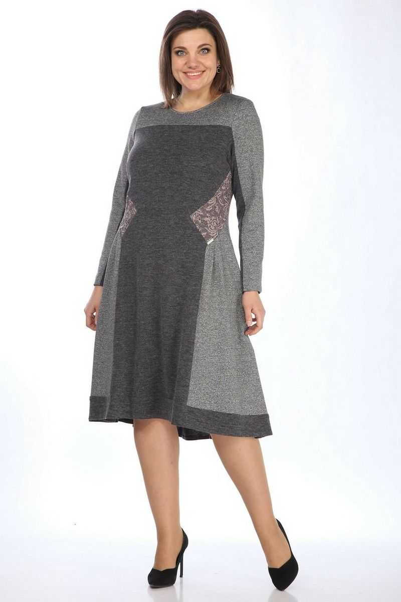 Платья Lady Style Classic 1746 серый_с_розовым