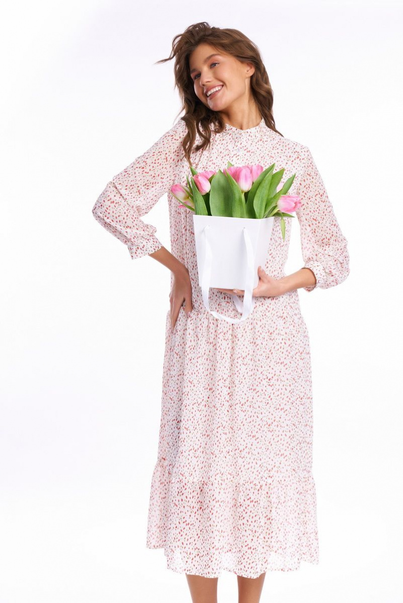 Платья KaVaRi 1023 молочный_тюльпаны