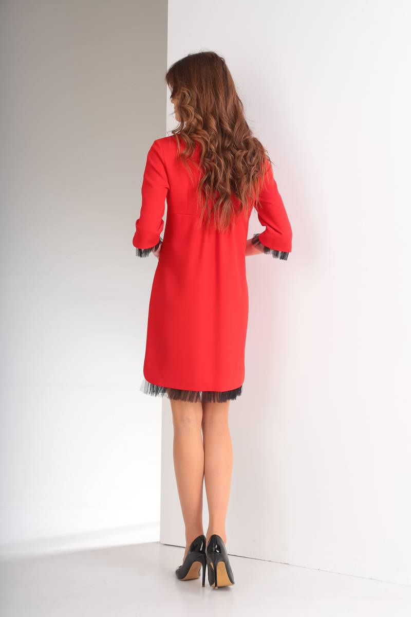 Платье TVIN 7390 красный+черная_отделка