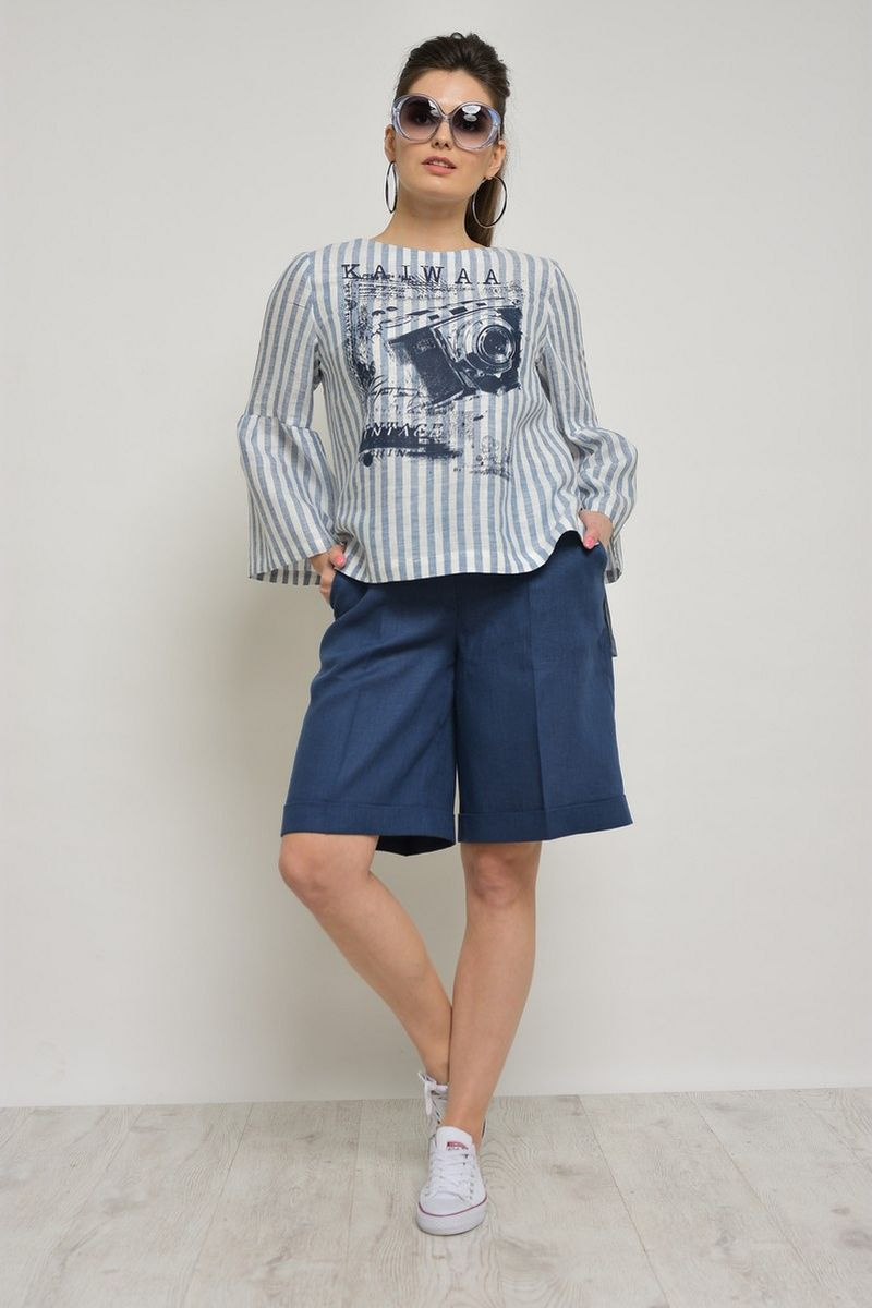 Женский комплект с шортами MALI 764 полоска+синий