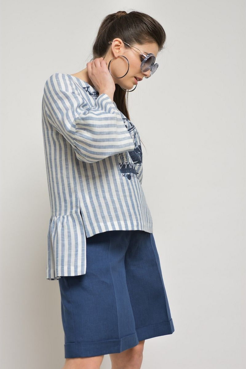 Женский комплект с шортами MALI 764 полоска+синий