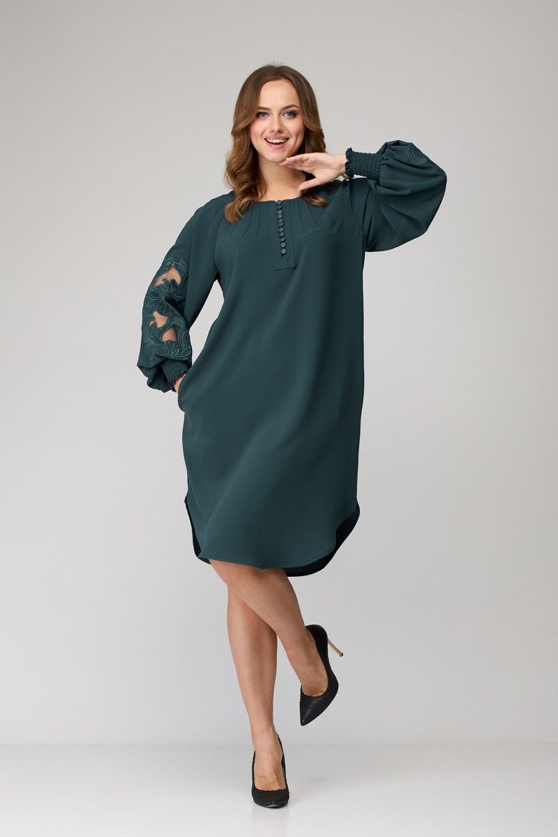 Платья SandyNa 130118 серо-зеленый