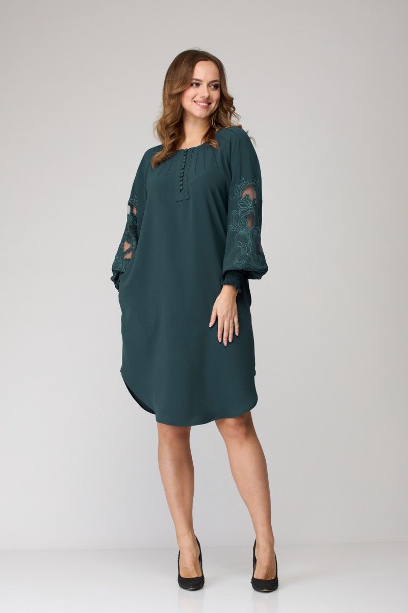 Платья SandyNa 130118 серо-зеленый