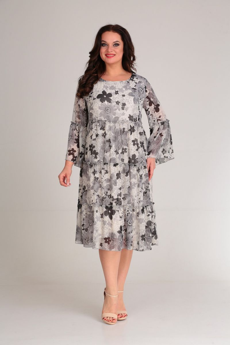 Платье Диомант 1434 бежево-серый