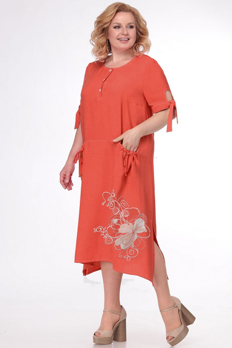 Платье LadisLine 1080 бл.лосось