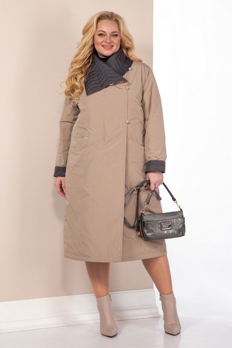 Женское пальто Shetti 2113 беж+графит