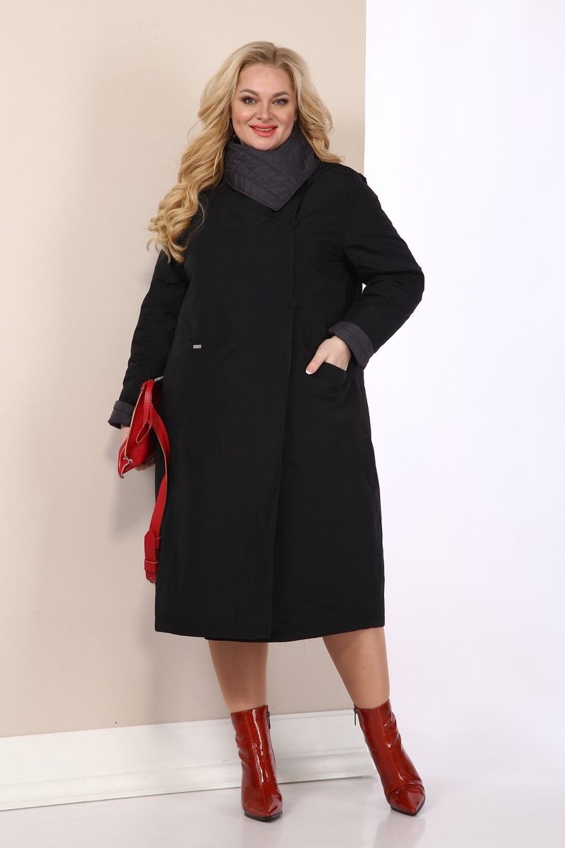 Женское пальто Shetti 2113 черный+серый