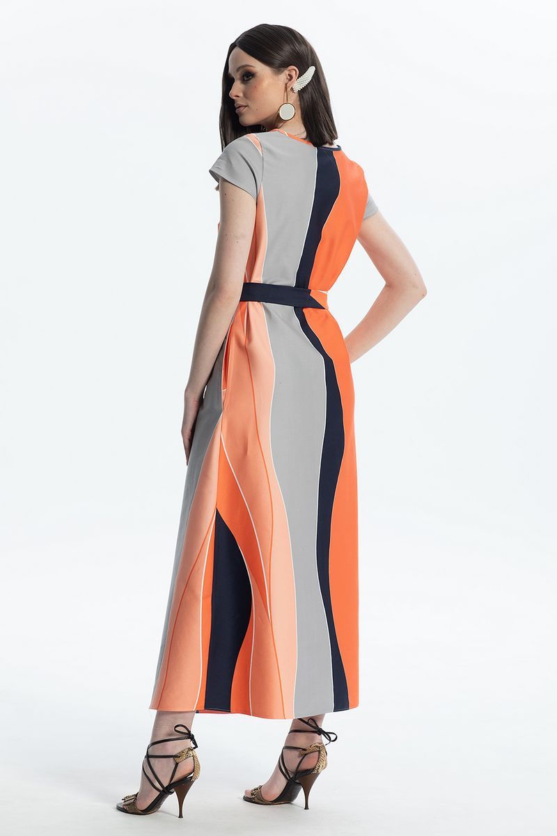 Платья Diva 1480 оранжевый-синий