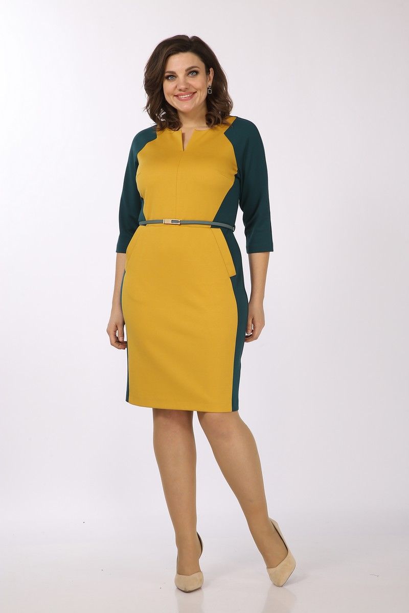 Платья Lady Style Classic 814 желтый_с_зеленым